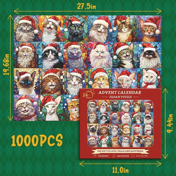 Christmas Advent Calendar 2024 Puzzles for Adults 1000 Pieces - Picture 2 of 4